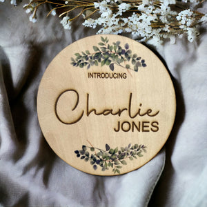 Birth Announcement Plaque | Eucalyptus