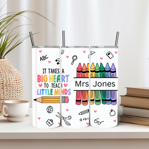 Teacher Rainbow Crayons 600ml Personalised Tumbler (20oz)