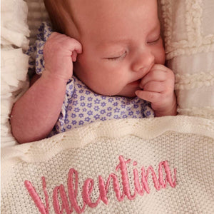 Personalised Scalloped Cotton Baby Blanket