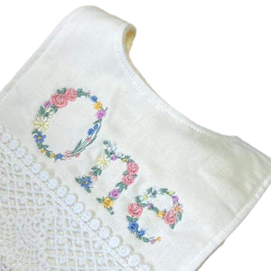 First Birthday Linen Bib