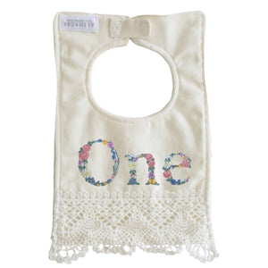 First Birthday Linen Bib