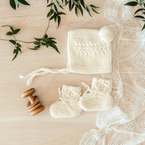 Merino Wool Bonnet & Booties | Snuggle Hunny Kids