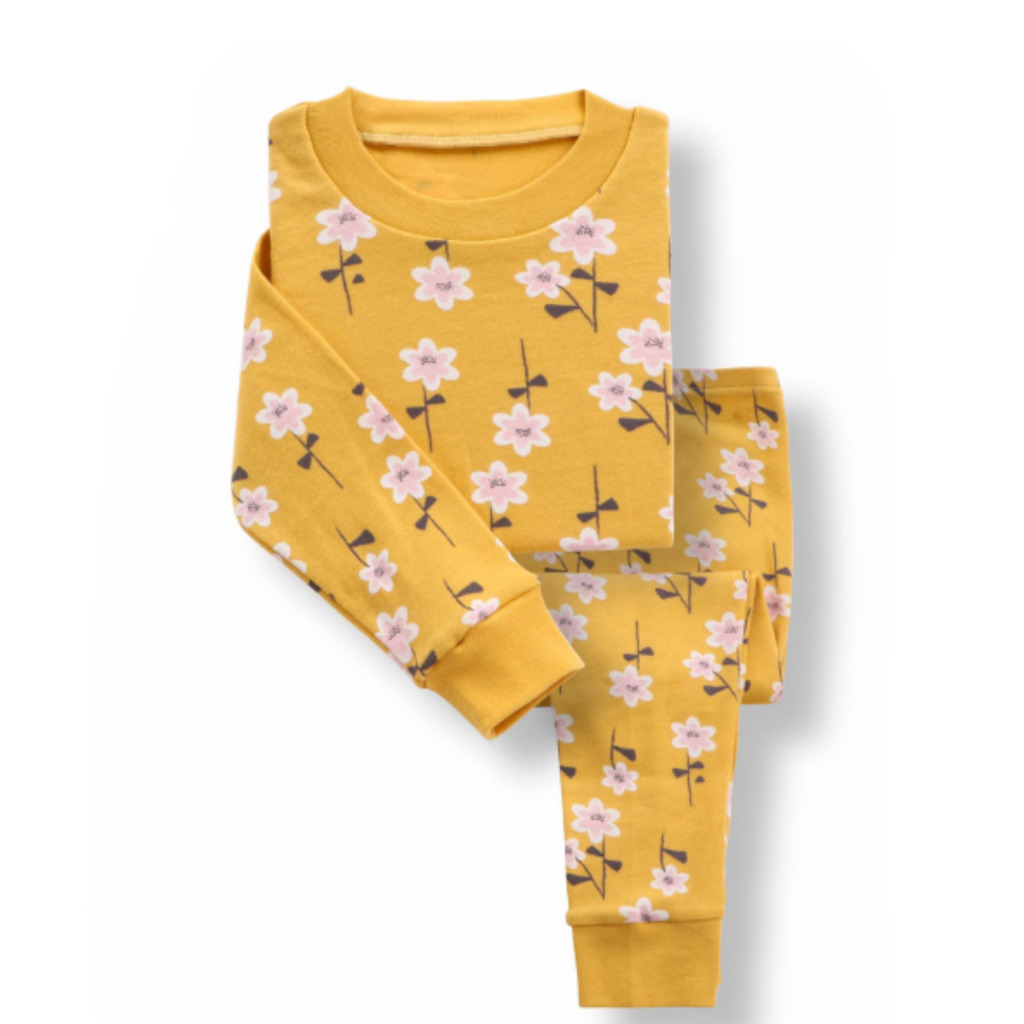 Floral Mustard Long Pyjama Set