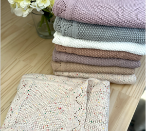 Personalised Scalloped Cotton Baby Blanket