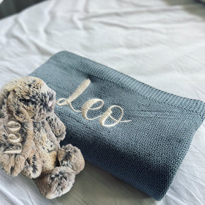 Personalised Cotton Knitted Baby Blanket