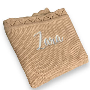 Personalised Scalloped Cotton Baby Blanket