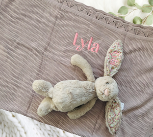 Personalised Scalloped Cotton Baby Blanket