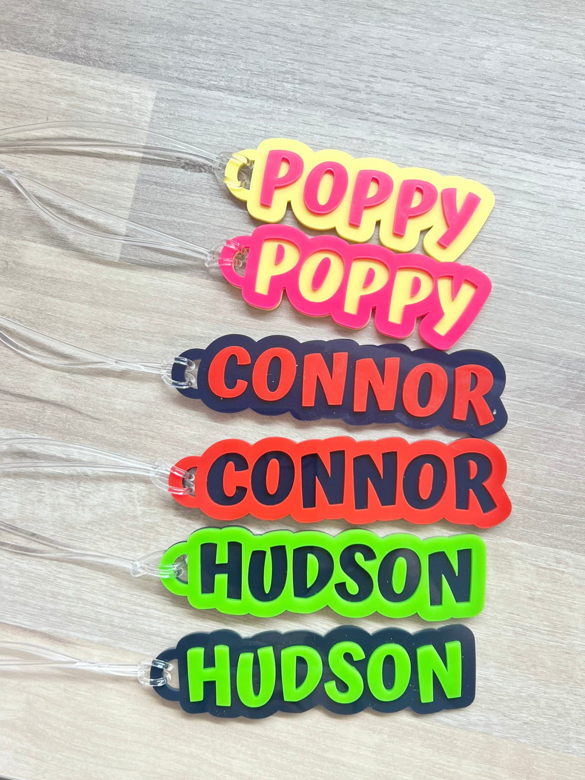 Set of 2 Personalised Acrylic Name Bag Tags
