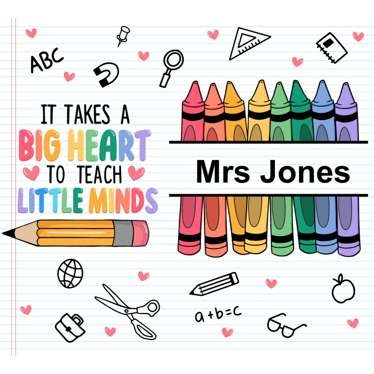 Teacher Rainbow Crayons 600ml Personalised Tumbler (20oz)