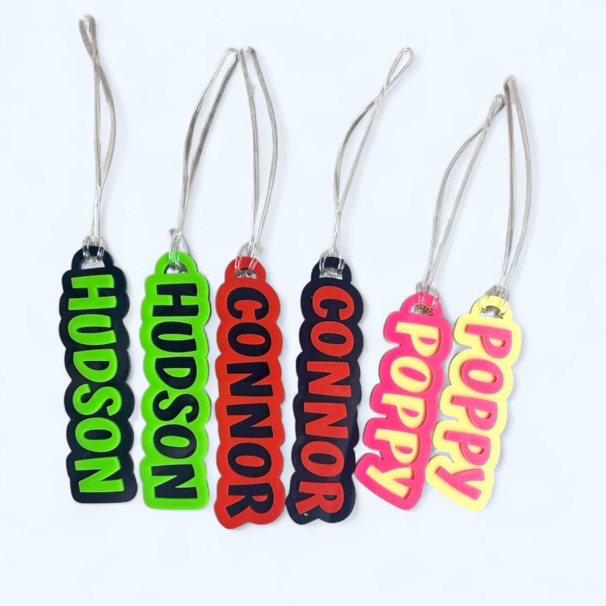 Set of 2 Personalised Acrylic Name Bag Tags