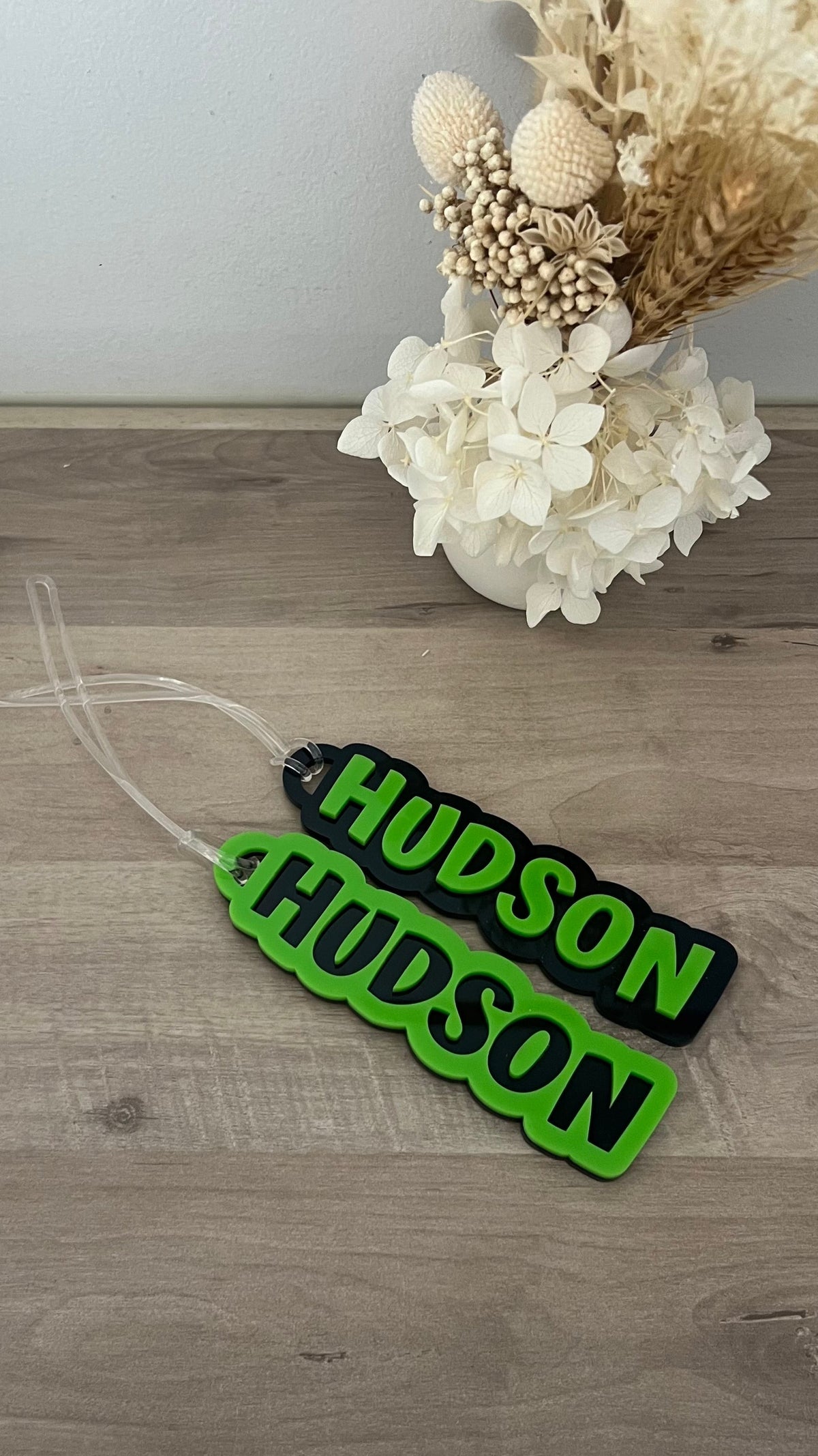 Set of 2 Personalised Acrylic Name Bag Tags