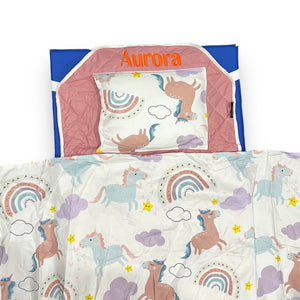 Personalised Daycare Bedding Rainbow Unicorns