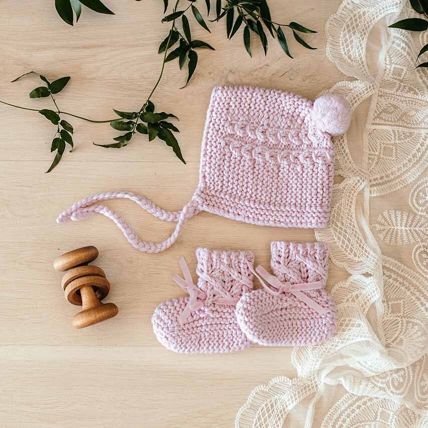 Merino Wool Bonnet & Booties | Snuggle Hunny Kids
