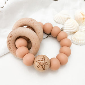 Silicone and Wood Rattle Teether by One Chew Three