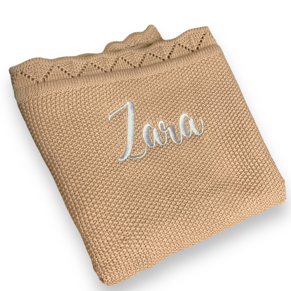 Personalised Scalloped Cotton Baby Blanket