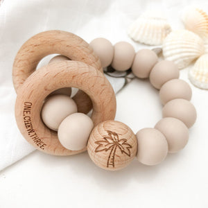 Silicone and Wood Rattle Teether by One Chew Three