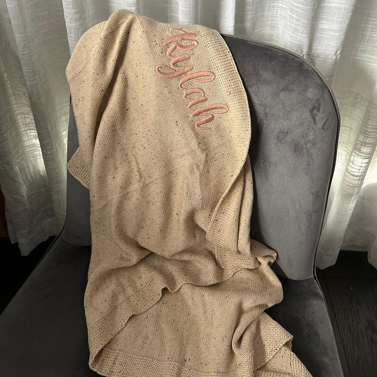 Personalised Cotton Knitted Baby Blanket