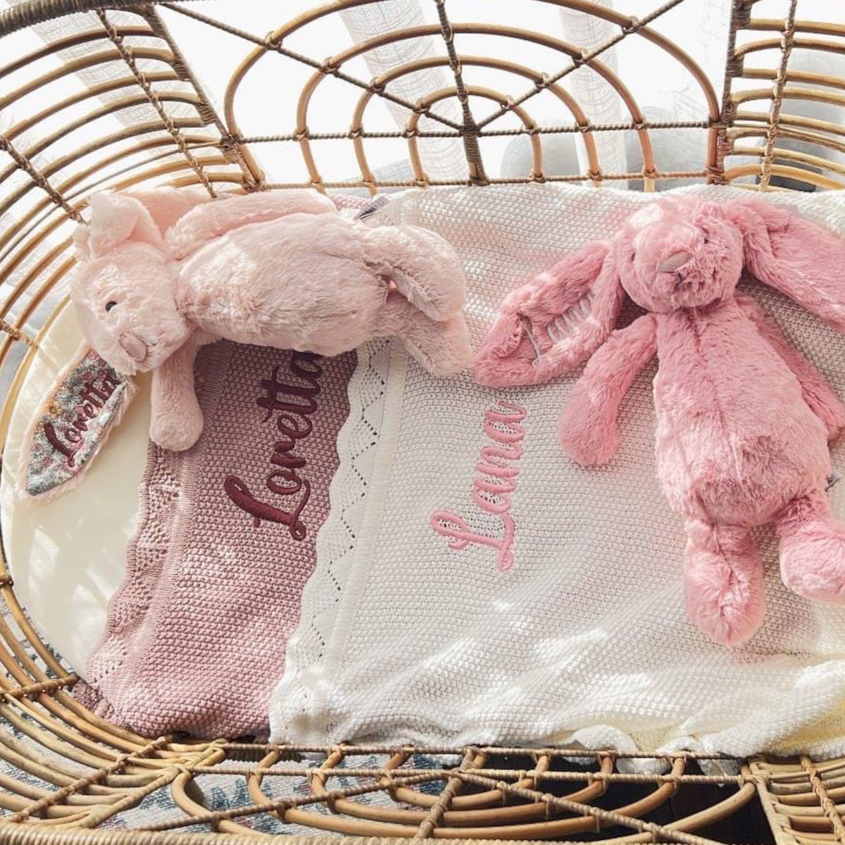 Personalised Scalloped Cotton Baby Blanket