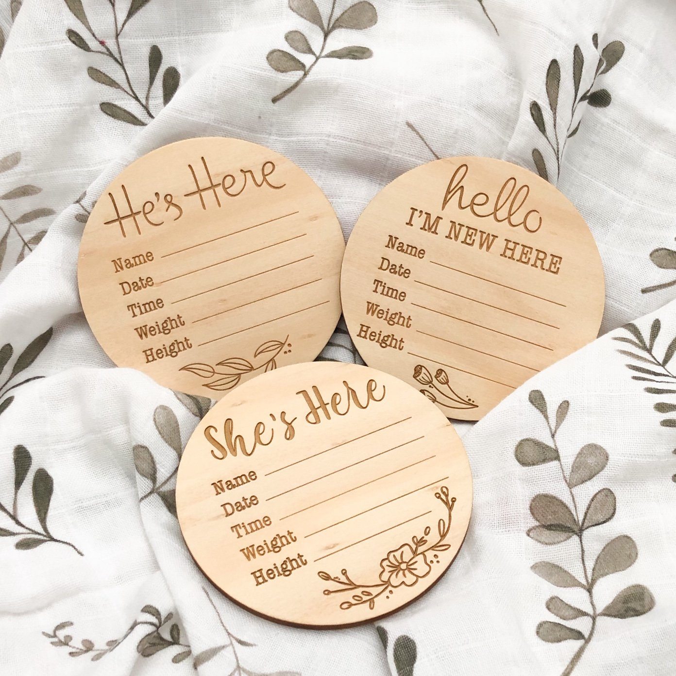 Baby Record Announcement Plaques by One Chew Three