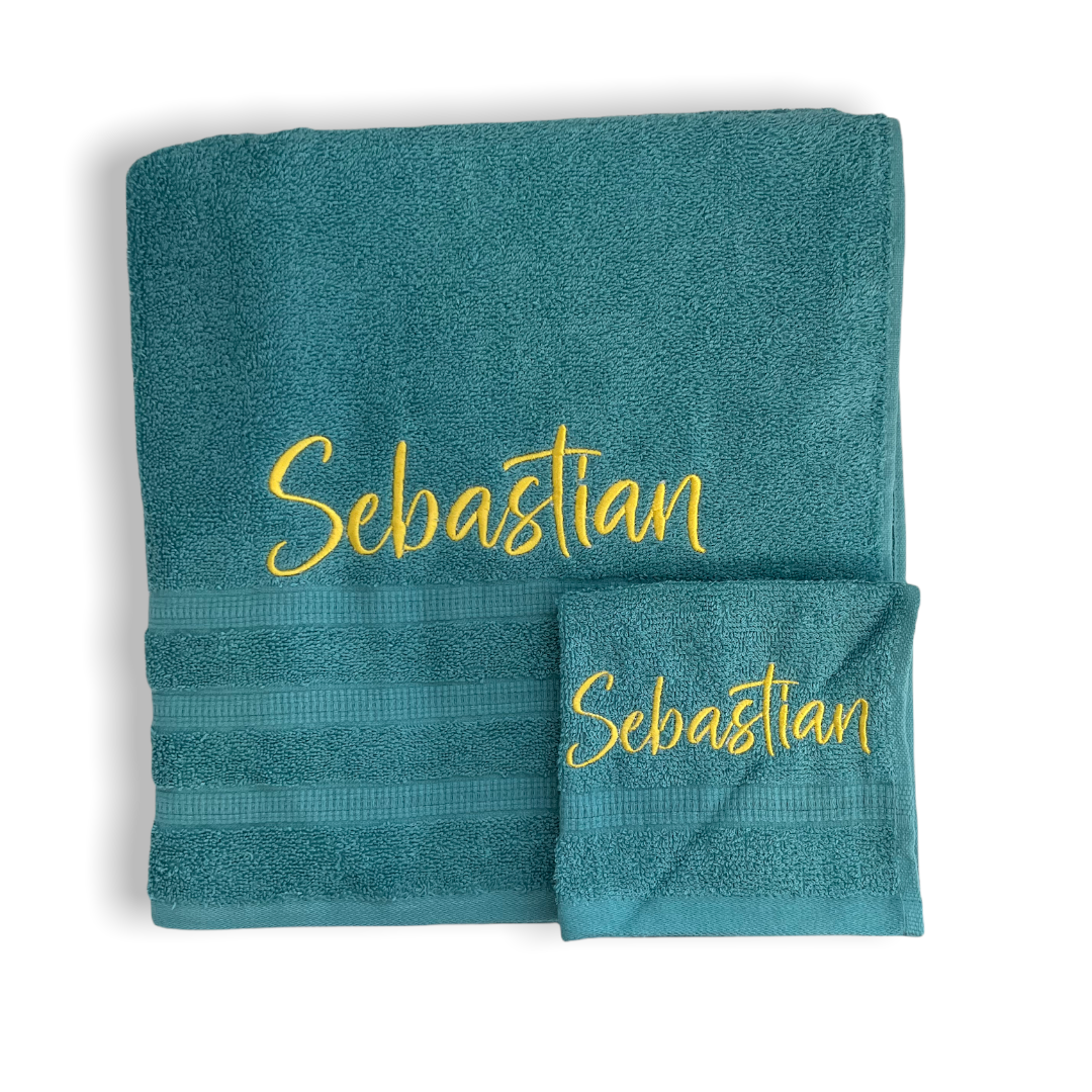 Personalised Bath Towel and Washer Set