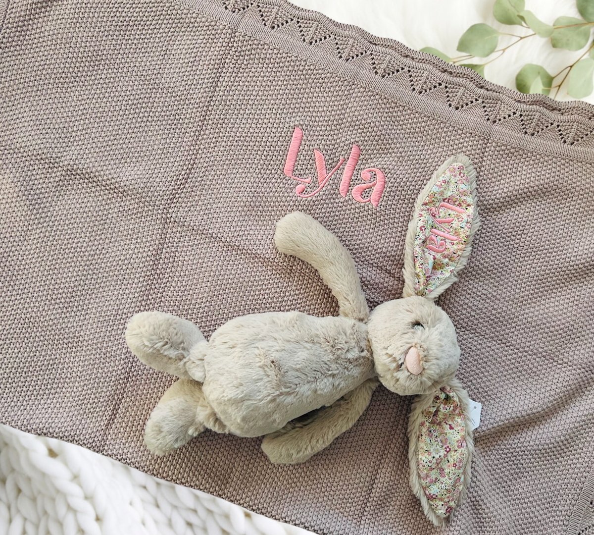 Personalised Scalloped Cotton Baby Blanket